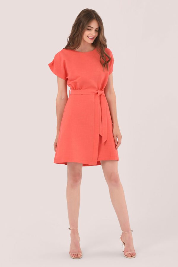 Closet London Coral Kimono Tie Waist Mini Dress