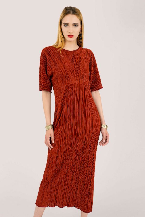 Closet London Maroon Ribbed V-back Kimono Midi Dress