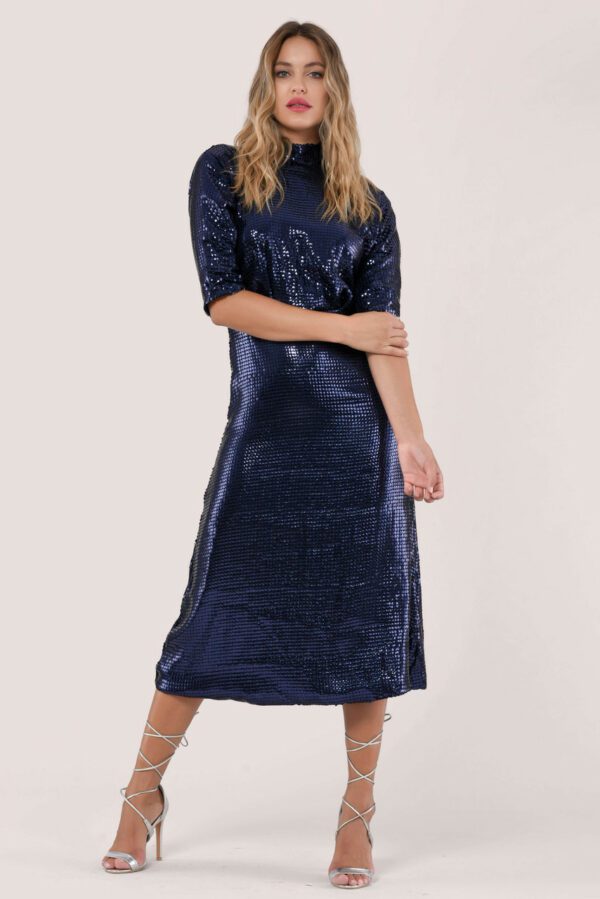 Closet London Navy Sequin Kimono Sleeve Midi Dress