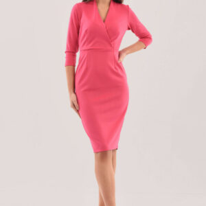 Closet London Pink Wrap Pencil Skirt Midi Dress