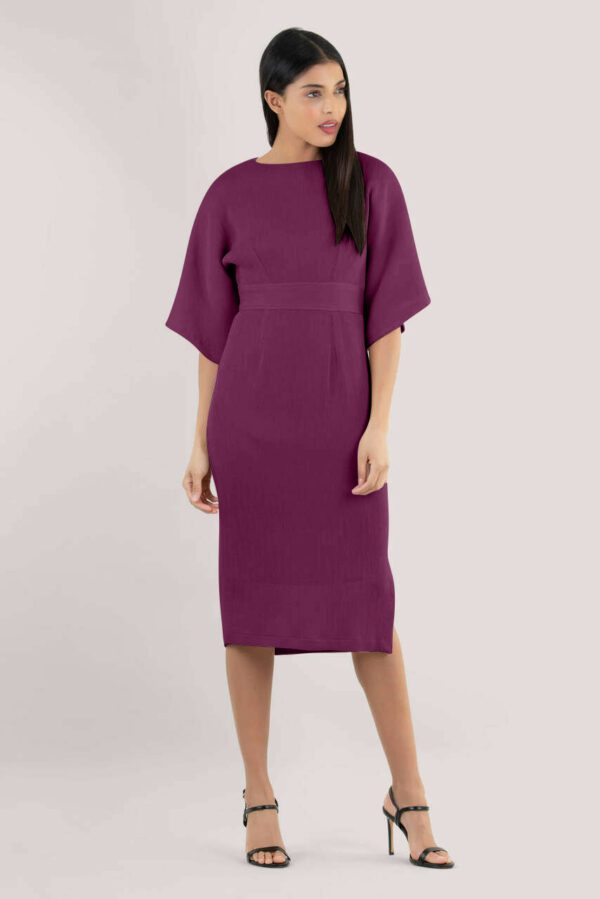 Closet London Purple Kimono Pencil Midi Dress