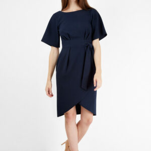 Closet London Tie Front Wrap Drape Skirt Dress