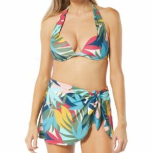 Coco Reef Womens Contours Cameo Tropical Print Bikini Top Sarong Skirt Bottoms