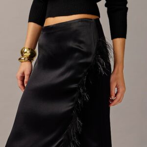 Collection feather-trim wrap skirt