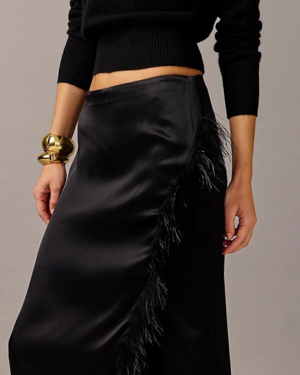 Collection feather-trim wrap skirt