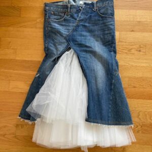 Comme Des Garcons x Junya Watanabe Interest Check Junya Watanabe Ad2018 Tulle Skirt in Denim, Women's (Size 32)