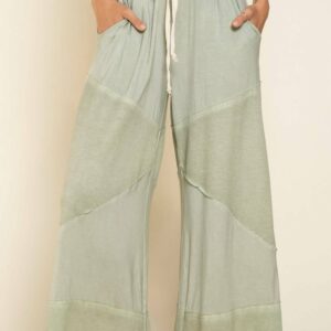 Contrast Knit Culottes In Desert Sage