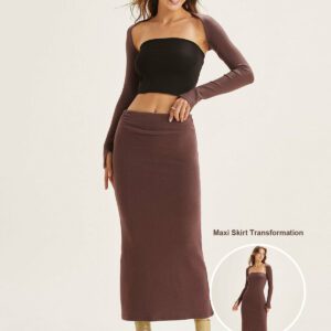 Convertible Midi Tube Dress & Shrug Two-Pieces Set