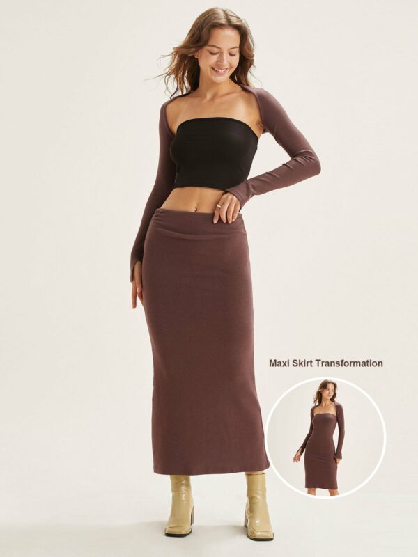 Convertible Midi Tube Dress & Shrug Two-Pieces Set