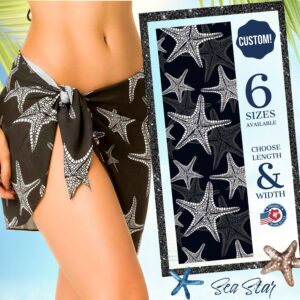 Coqueta Tropical Sarong For Women Skirt Chiffon Pareo Beach Bride Squad Matching Bridesmaids Sea Star Black Sarong Nautical Beach Cover Up