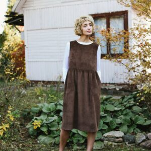 Corduroy Smock Dress/Needlecord Loose Fit Offon Clothing