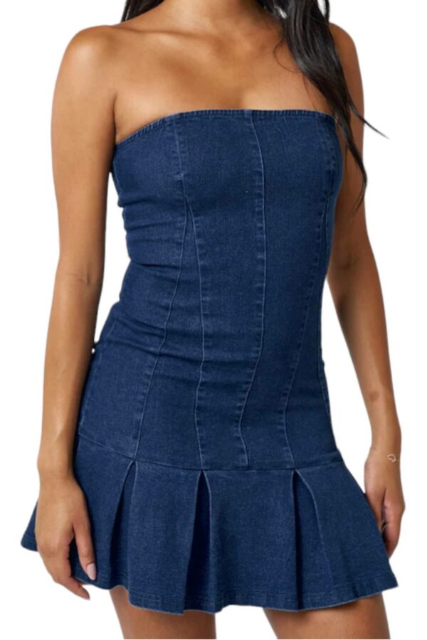 Corset Tube Dress In Dark Wash