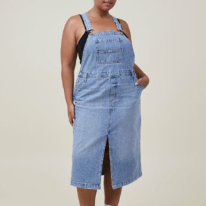 Cotton On Women - Denim Pinafore Midi Dress - Surfers blue