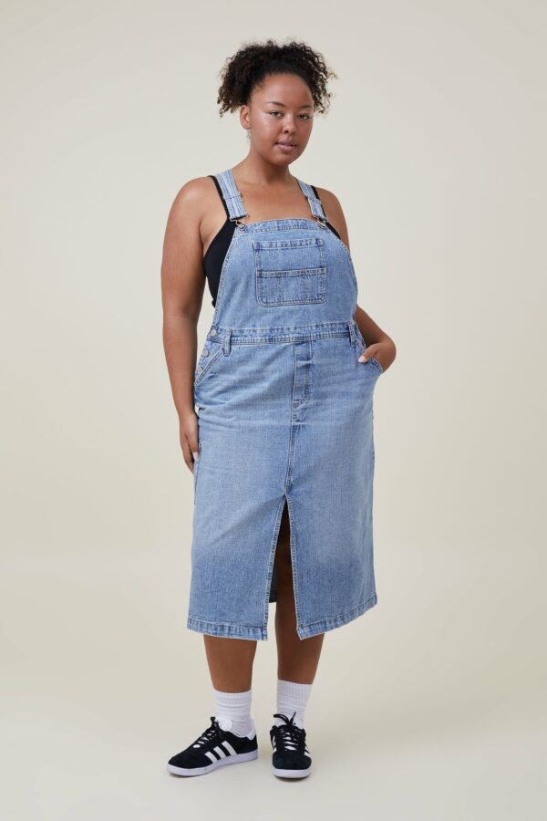 Cotton On Women - Denim Pinafore Midi Dress - Surfers blue