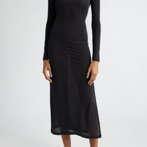 Courrèges Tube Sheer Second Skin Long Sleeve Maxi Dress in Black at Nordstrom, Size X-Small