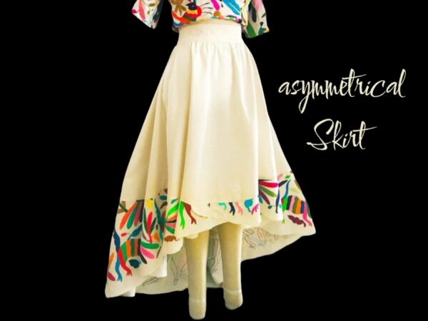 Cozumel Asymmetrical Skirt Hand Embroidered Multicolor | Floor Length