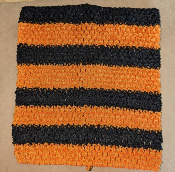 Crochet Tube Top, Tutu Dress Stretchy Unlined Black & Orange Striped 6-8 Years