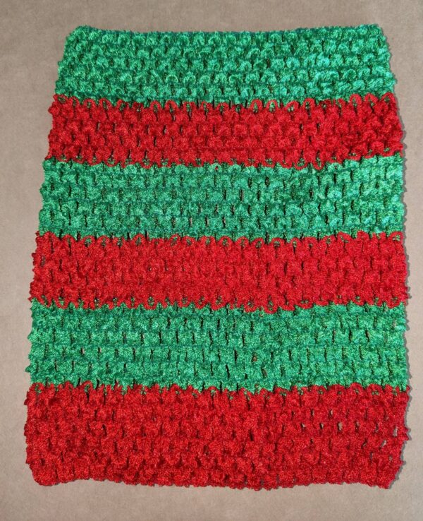 Crochet Tube Top, Tutu Dress Stretchy Unlined Green & Red Striped 3-5 Years