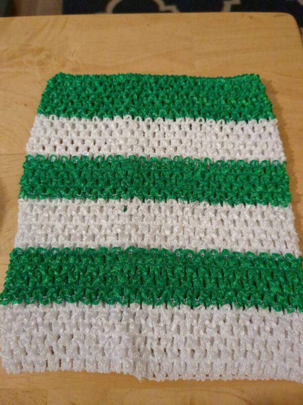 Crochet Tube Top, Tutu Dress Stretchy Unlined Green & White Striped 3-5 Years