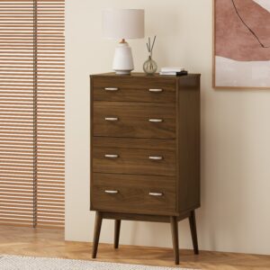 Cupboard Side End Table Tea Cabinet Walnut Showcase 3 Drawer Dresser