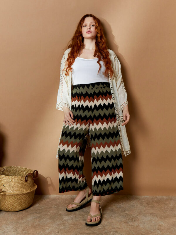 Curve Chevron High-Waist Culottes