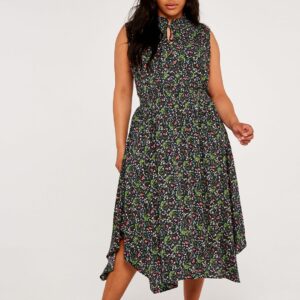 Curve Floral Smock Hankyhem Dress