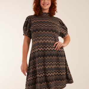 Curve Zig Zag Smock Dress - 26/28 / MULTI