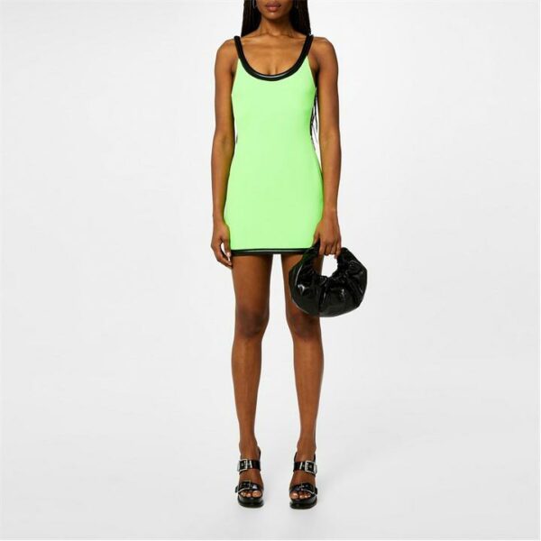 DAVID KOMA Leather Tube Trim Contrast Front Mini Dress - Green