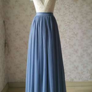 DUSTY BLUE Tulle Maxi Skirt Bridesmaid Floor Length Tulle Skirt Outfit