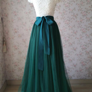 Dark Green Tulle Maxi Skirt Bridesmaid Plus Size Tulle Skirt Wedding Outfit