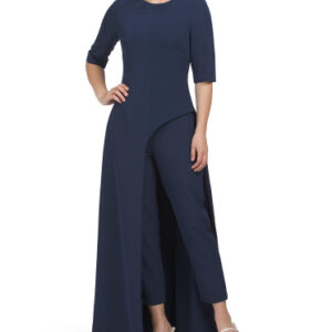 Davina Asymmetrical Front Jumpsuit With Skirt Overlay For Women