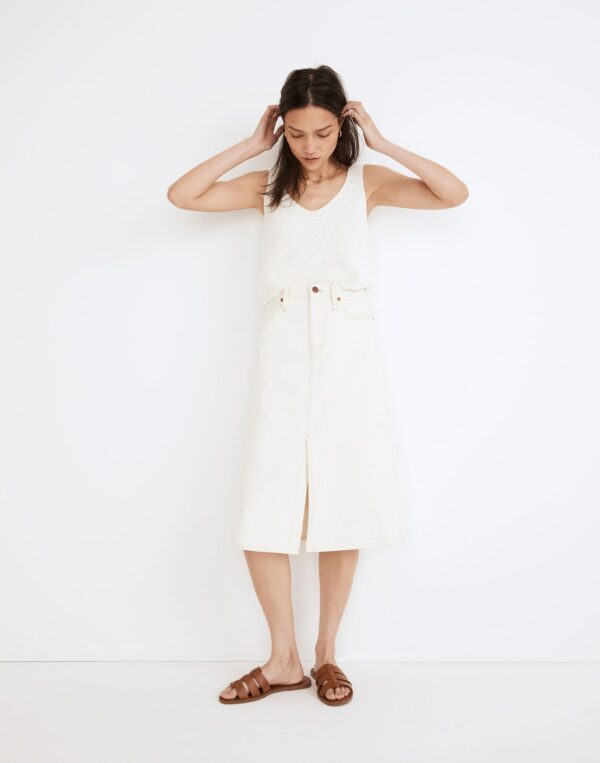 Denim A-Line Midi Skirt in Vintage Canvas Wash