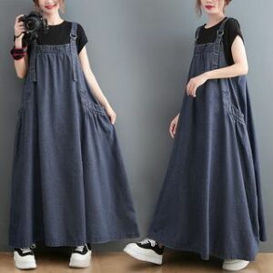 Denim Loose-Fit Pinafore Dress