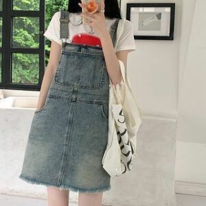 Denim Mini Pinafore Dress