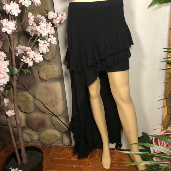 Designer: Three Of Something Hi Lo Asymmetrical Skirt in Black, Women's (Size 27)