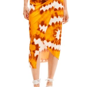 Desigual Tie Dye Wrap Midi Skirt in Orange at Nordstrom, Size X-Small