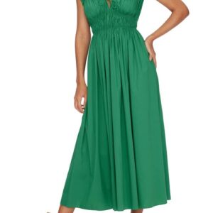 Diane von Furstenberg Gillian Smock Detail Cotton Blend Midi Dress in Signature Green at Nordstrom, Size X-Large