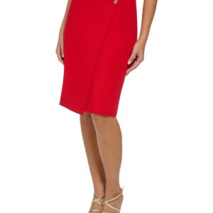 Dkny Petite Asymmetrical Pencil Skirt, Created for Macy's - Scarlet