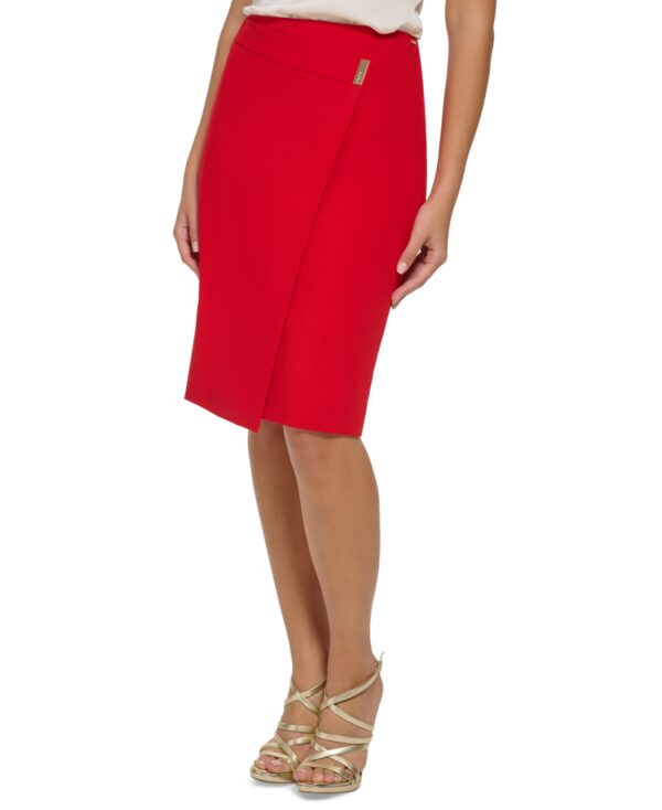 Dkny Petite Asymmetrical Pencil Skirt, Created for Macy's - Scarlet