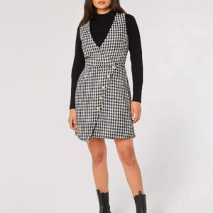 Dogtooth Pinafore Mini Dress