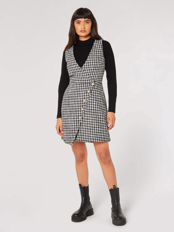 Dogtooth Pinafore Mini Dress