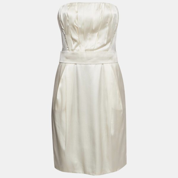 Dolce & Gabbana Cream Satin Tube Mini Dress M