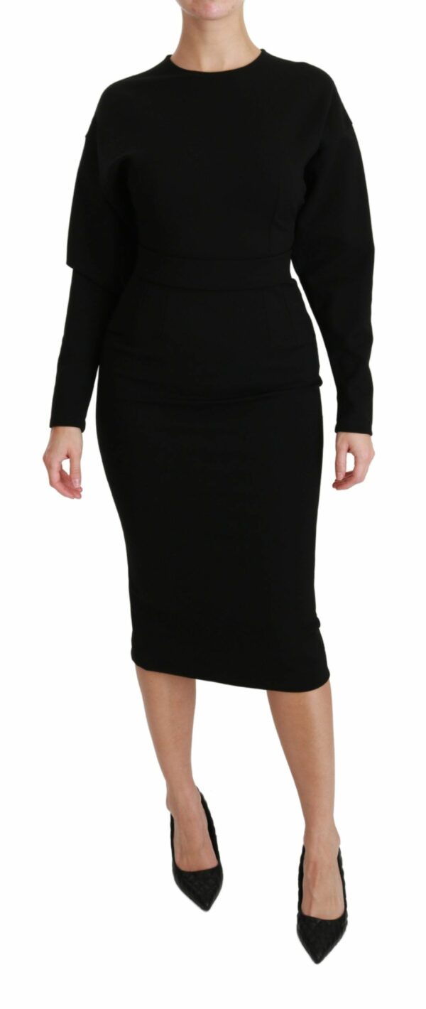 Dolce & Gabbana Elegant Black Bodycon Sheath Midi Women's Dress