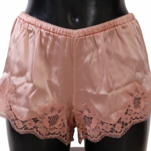 Dolce & Gabbana Elegant Powder Pink Silk Lace Lingerie Women's Shorts