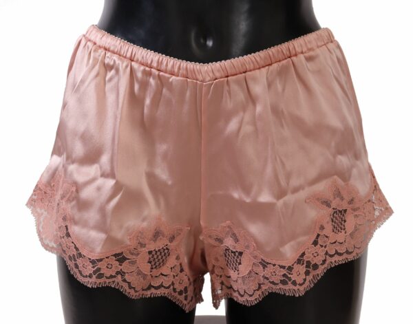 Dolce & Gabbana Elegant Powder Pink Silk Lace Lingerie Women's Shorts