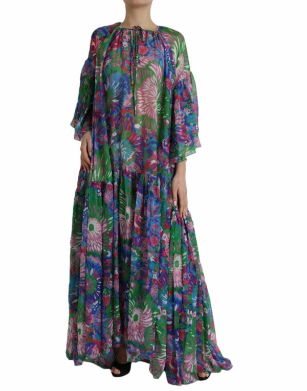 Dolce & Gabbana Multicolor Floral Silk Kaftan Maxi Women's Dress