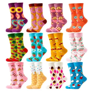 Women's Socks Funny Cute Cartoon Fruit Watermelon Pineapple Strawberry Donut Ice Cream Food Happy Japanese Harajuku Stockings