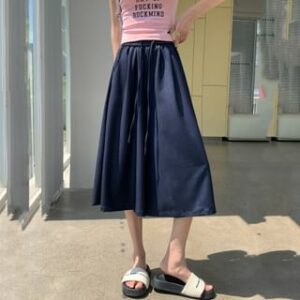 Drawstring Waist Capri Denim Culottes