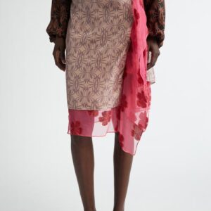 Dries Van Noten Print Layered Silk Blend Wrap Skirt in Blush at Nordstrom, Size 12 Us