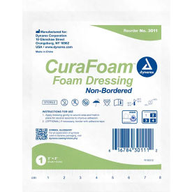 Dynarex CuraFoam Foam Dressing Bandage, 2"L x 2"W, 120 Pcs